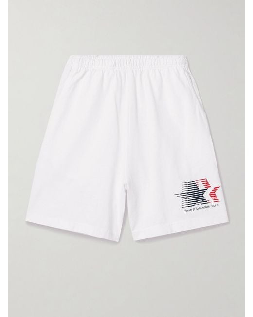 Sporty & Rich White Adidas Originals Printed Cotton-Jersey Shorts