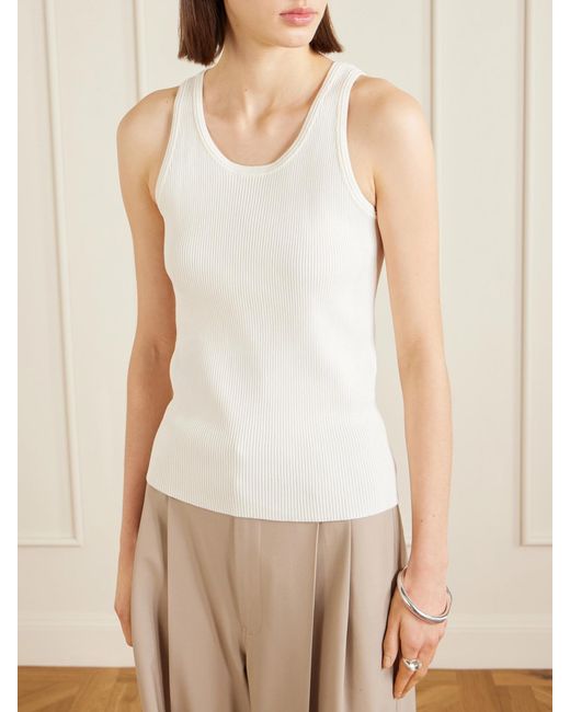 FFORME White Camilla Ribbed Cotton Tank Top