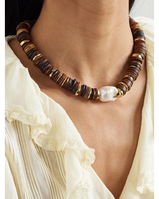 Lizzie Fortunato Metallic Bilbao-Plated, Bone And Pearl Necklace
