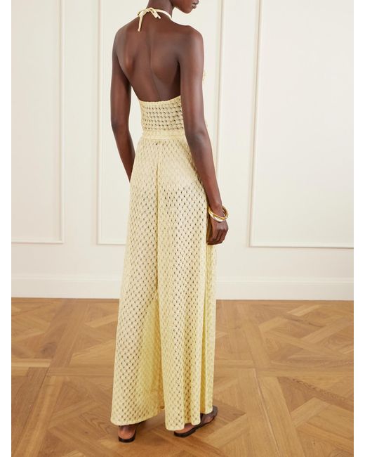 Missoni Natural Mare Cropped Metallic Crochet-Knit Halterneck Top