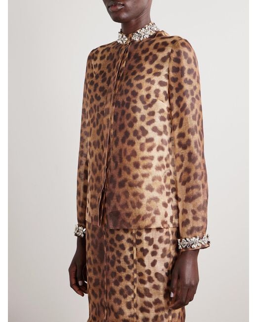 Chemisier En Organza De Lin Et De Soie Mélangés À Imprimé Léopard Crush Zimmermann en coloris Brown