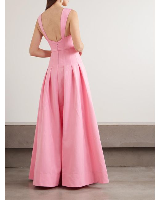 Rebecca Vallance Pink Amaro Belted Pleated Taffeta Gown