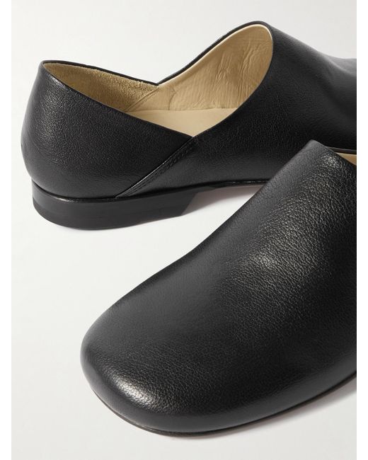 Lemaire Black Flache Schuhe Aus Vollnarbigem Leder