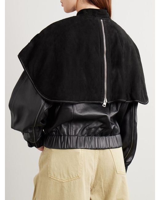 J.W. Anderson Black Wattierte Bomberjacke Aus Veloursleder Und Leder