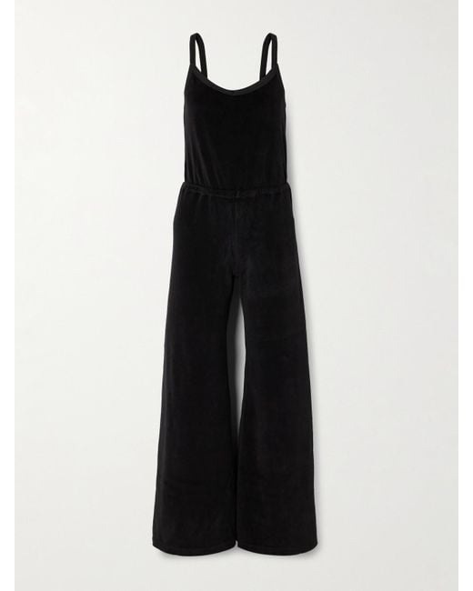 Suzie Kondi Black Elma Cotton-Blend Velour Jumpsuit