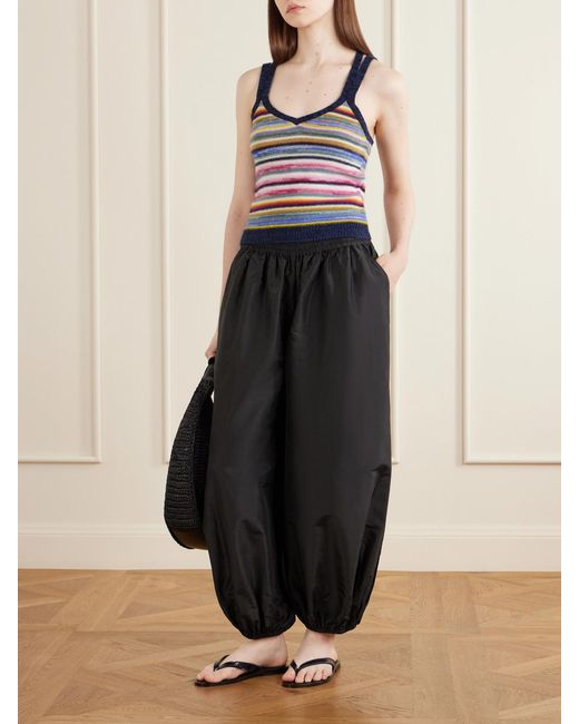 Suzie Kondi Black Sofia Silk-Taffeta Wide-Leg Pants