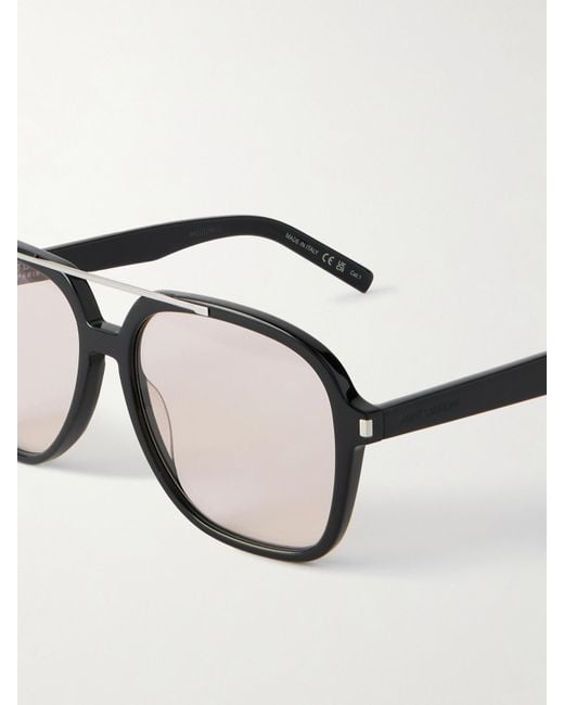 Saint Laurent Black Aviator-Style-Tone And Acetate Sunglasses