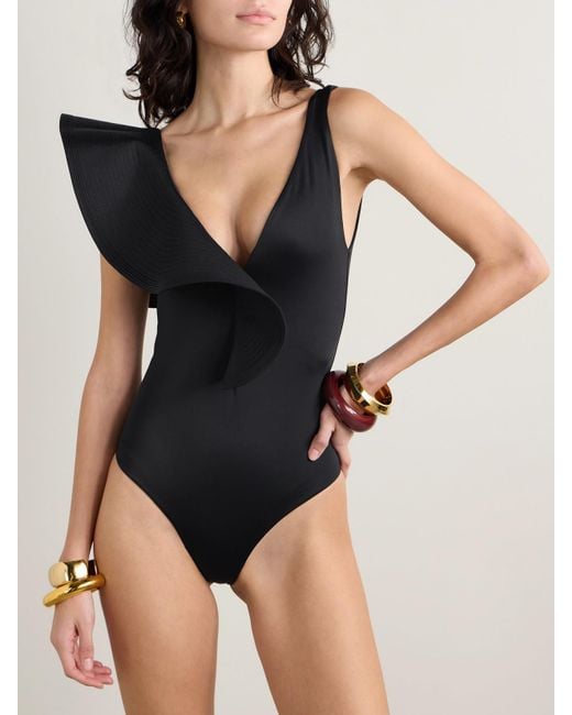 Johanna Ortiz Black Boleros Y Voleros Badeanzug Aus Recyceltem Material Mit Rüschen