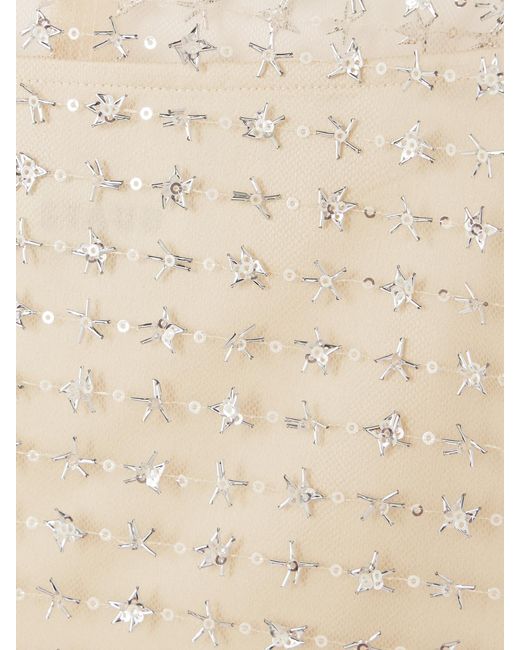 Staud Natural Seraphina Cropped Layered Embellished Tulle Top