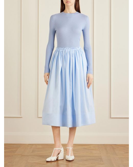 Gabriela Hearst Blue Browning Knit, Ribbed Cashmere And Silk Blend Sweater