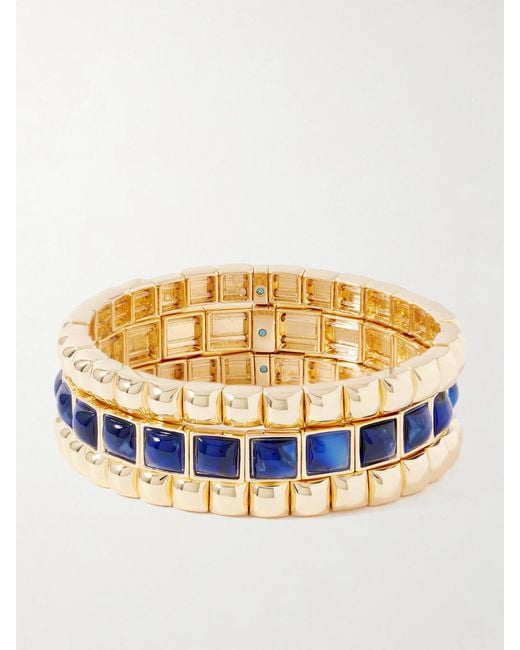 Roxanne Assoulin Metallic The Puffy Stud Set Of Three-Tone Crystal Bracelets