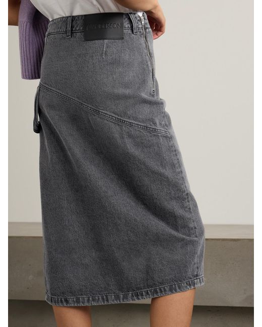 J.W. Anderson Gray Twisted Asymmetric Denim Wrap-Effect Midi Skirt