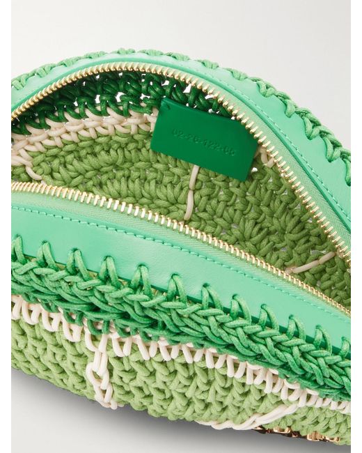 Chloé Green Tropicus Leather-Trimmed Woven Cotton Clutch