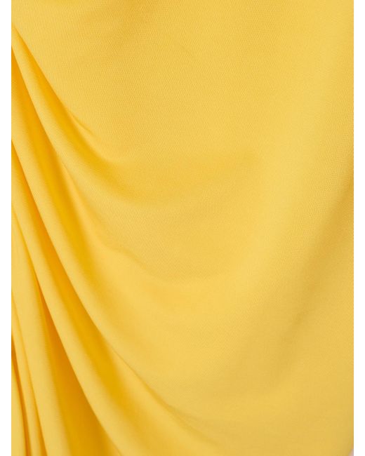 Alaïa Yellow Gathered Stretch-Jersey Midi Dress