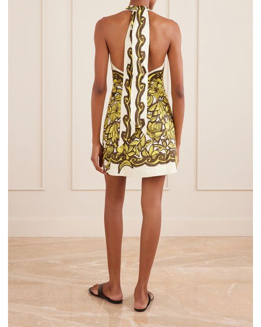 ALÉMAIS Yellow Mona Floral-Print Hemp Mini Dress
