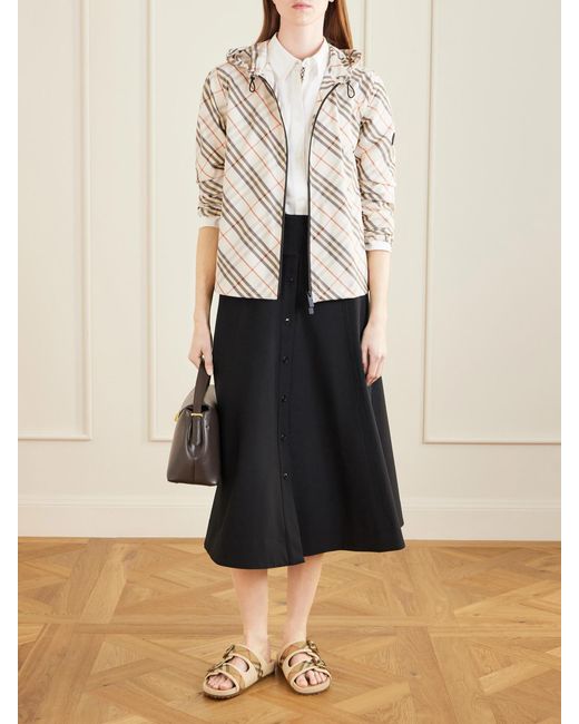 Burberry Natural Checked Hooded Shell Jacket