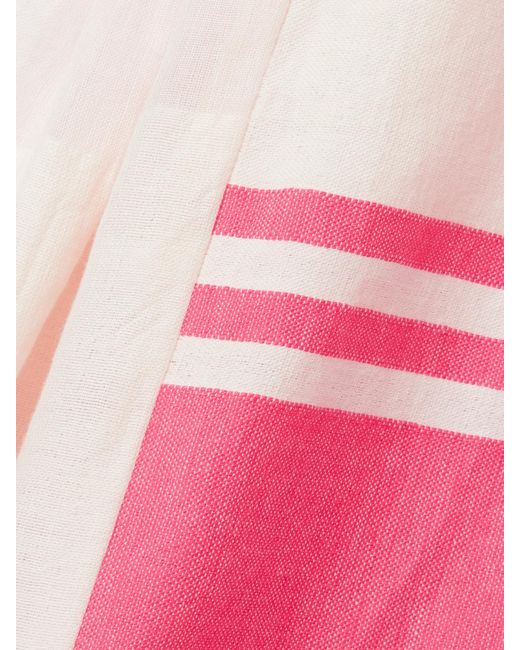 Lemlem Pink Elina Fringed Paneled Striped Cotton Kaftan