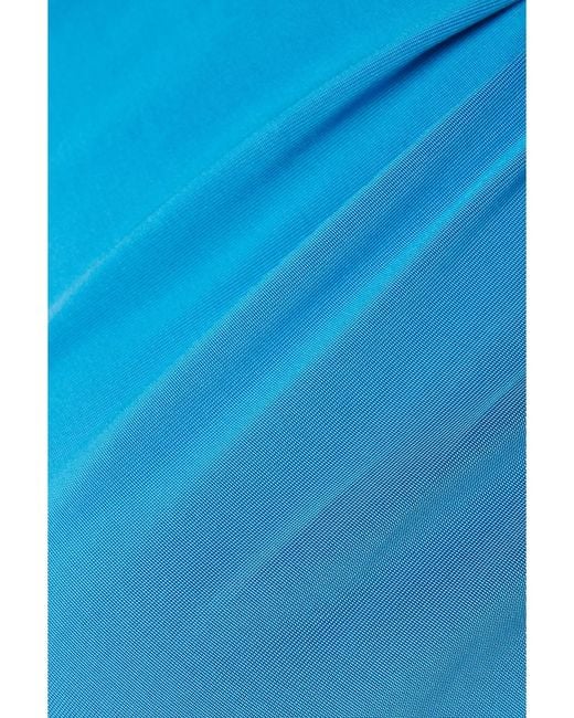 Et Ochs Blue One-Shoulder Cutout Ruched Stretch-Jersey Gown