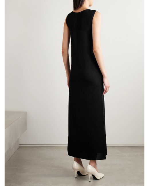 Khaite Black Ruslan Fringed Knitted Maxi Dress