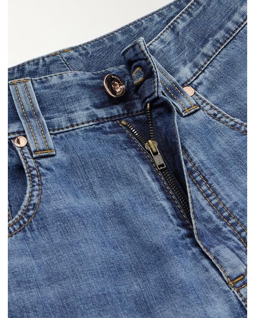 Brunello Cucinelli Blue Hoch Sitzende Jeans Mit Weitem Bein