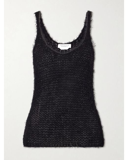 Gabriela Hearst Black Nur Open-Knit Silk And Cashmere-Blend Top