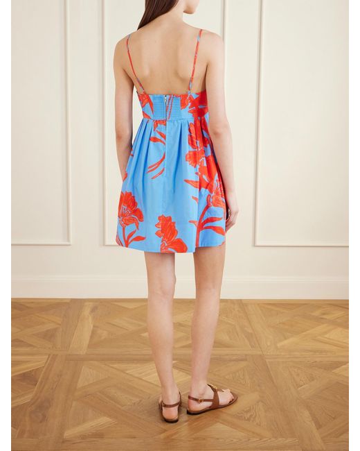 Cara Cara Red Leo Floral-Print Cotton-Poplin Midi Dress