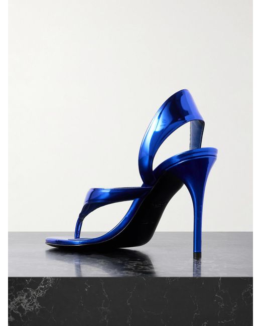 Alaïa Blue Tong 90 Mirrored-Leather Sandals