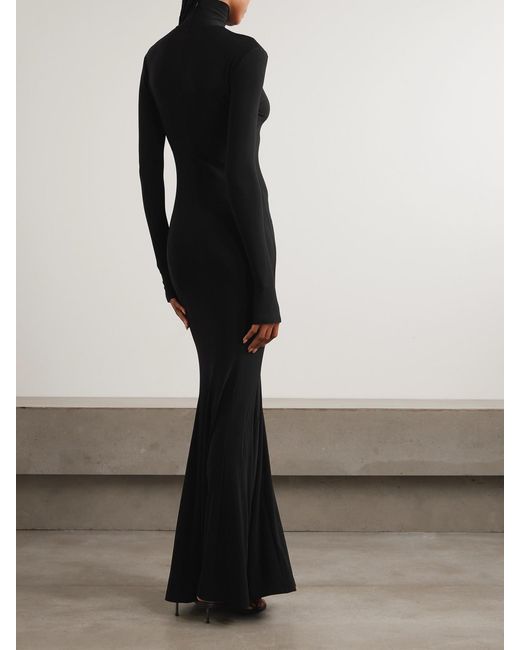 Norma Kamali Stretch-Jersey Turtleneck Gown in Black | Lyst