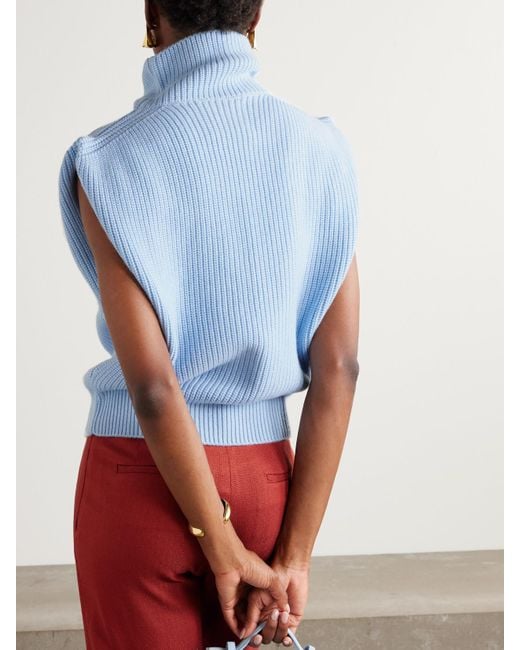Pull Sans Manches À Col Roulé En Cachemire Côtelé Sa Su Phi en coloris Blue