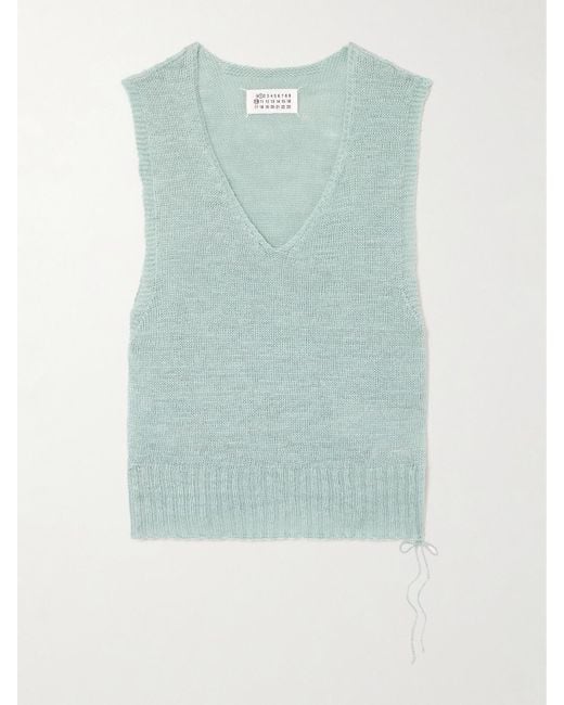 Maison Margiela Blue Pullunder Aus Gestricktem Hanf