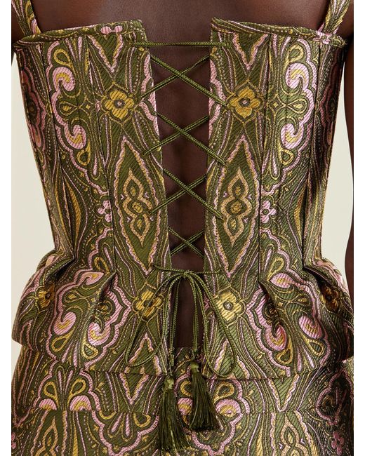 Etro Metallic Floral Paisley-Print Jacquard Bustier Top