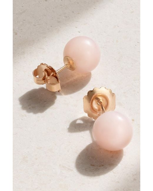 Irene Neuwirth Natural Large Gumball 18-Karat Rose Opal Earrings