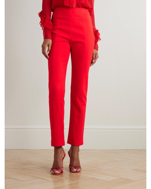 Carolina Herrera Red Emilie Wool-Blend Skinny Pants