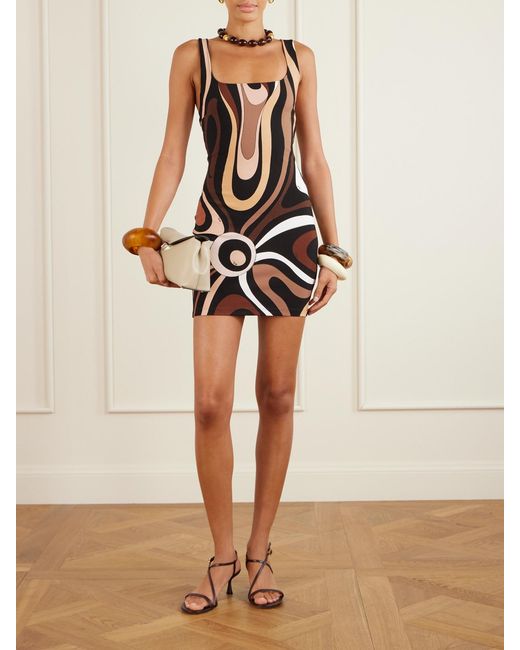 Emilio Pucci White Marmo Printed Jersey Mini Dress