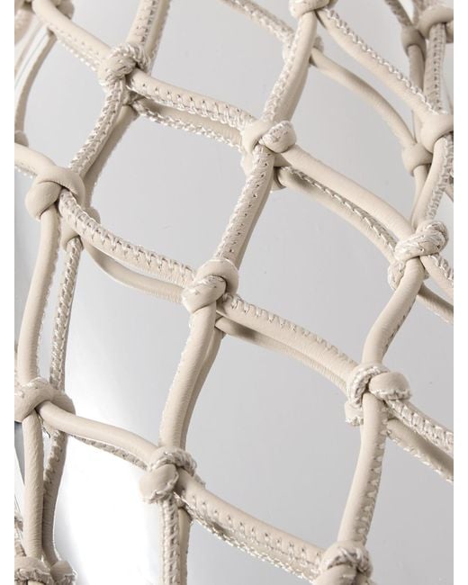 Cult Gaia White Tallulah-Tone And Macramé Leather Clutch
