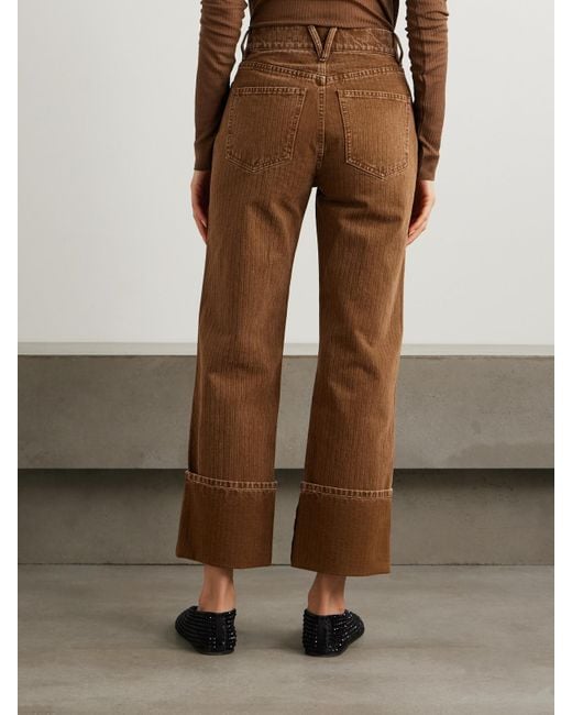 Veronica Beard Brown Dylan Hose Mit Geradem Bein Aus Baumwoll-Twill Mit Fischgratmuster