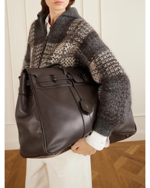 Brunello Cucinelli Black Leather Weekend Bag