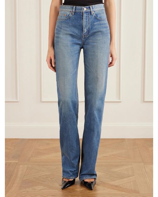 Saint Laurent Blue High-Rise Bootcut Jeans