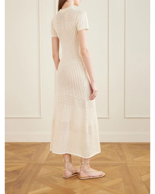 Escvdo White Pallay Open-Knit Cotton Maxi Dress