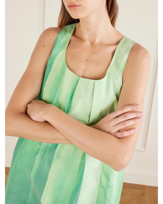 Loewe Green Dégradé Crinkled Cotton-Blend Mini Dress