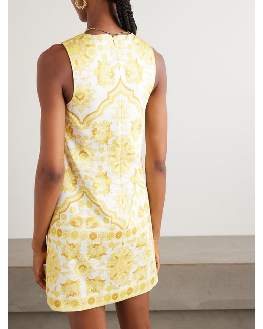Cara Cara Yellow Mackenzie Printed Crepe Mini Dress