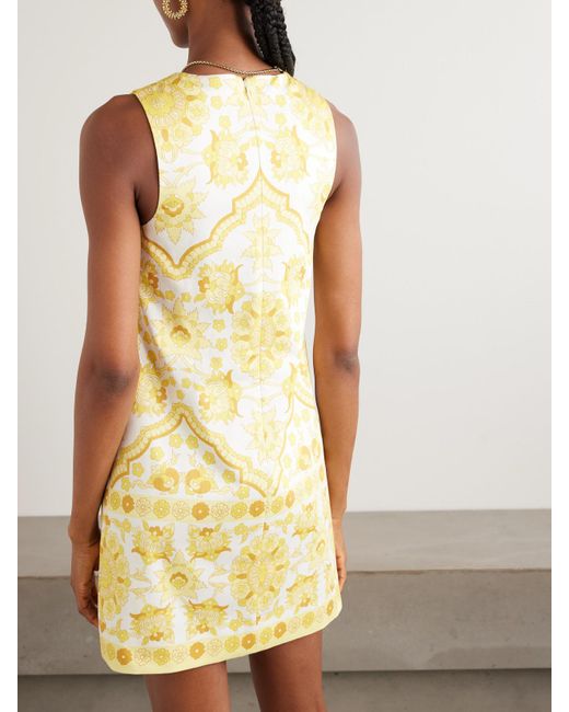 Cara Cara Yellow Mackenzie Printed Crepe Mini Dress