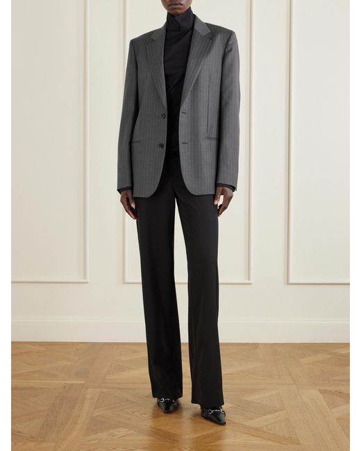Gucci Gray Striped Printed Wool Blazer