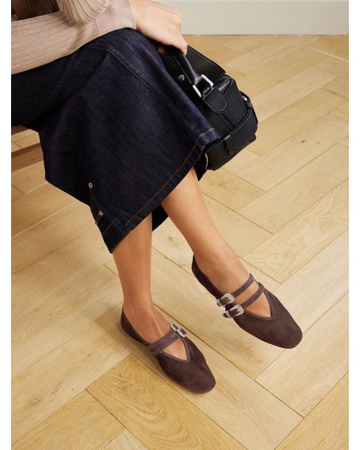 Le Monde Beryl Brown Claudia Suede Mary-Jane Ballet Flats