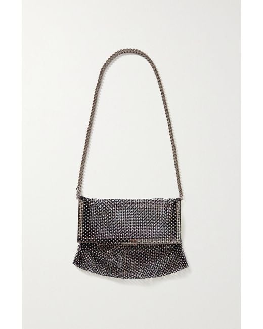 Saint Laurent Fanny Crystalembellished Mesh Shoulder Bag in Black