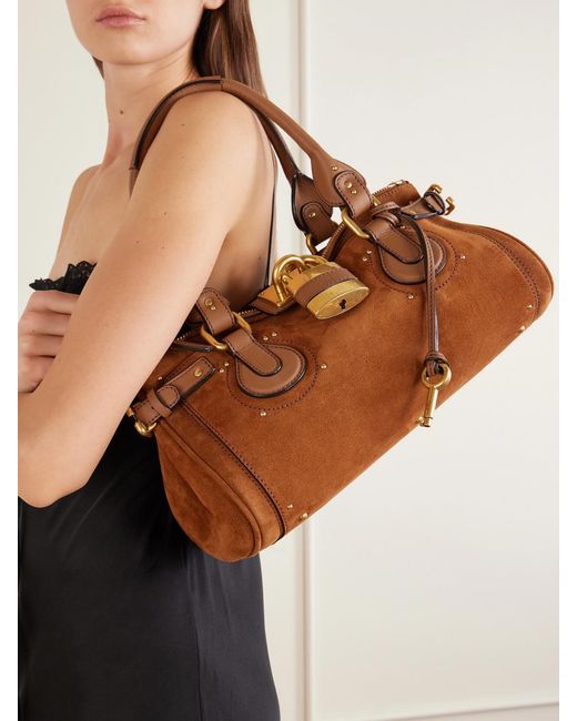 Chloé Brown Paddington Suede Shoulder Bag