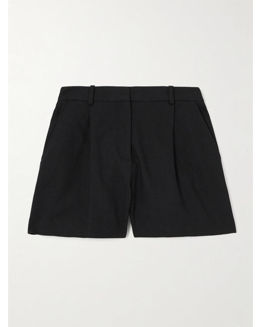 Anine Bing Black Trent Shorts Aus Webstoff Mit Falten