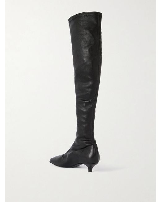 Totême Black Leather Knee Boots