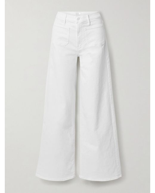 Mother White The Patch Pocket Undercover Sneak High-Rise Wide-Leg Jeans