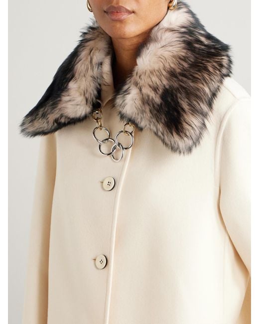 Jil Sander Brown Embellished Shearling Collar